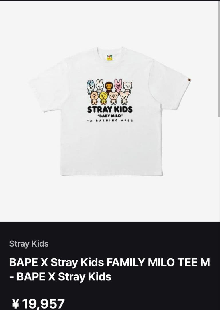 Stray Kids　BAPE×Stray Kids　コラボTシャツ　Sサイズ