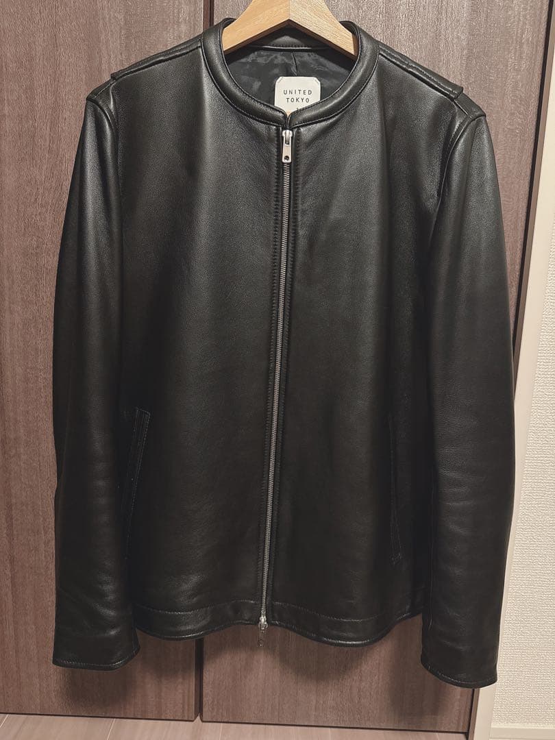美品 UNITED TOKYO / レザーシングルライダースジャケット/M