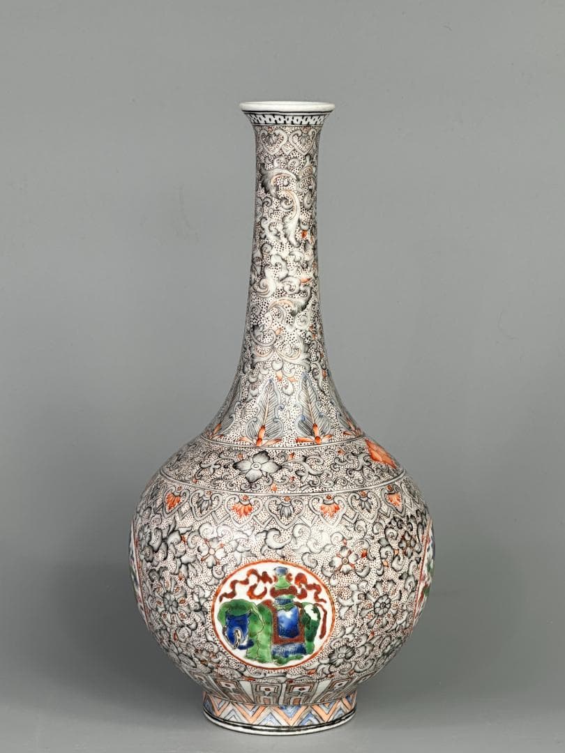 中国美術　 清朝　清時代　大清乾隆年製款　墨彩粉彩龍紋花瓶　華道具　唐物　古物