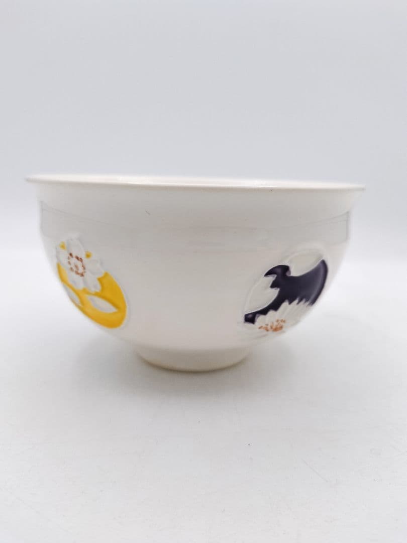 b422 茶碗 交趾 5色花丸紋 南山窯 木箱 茶道具 古物