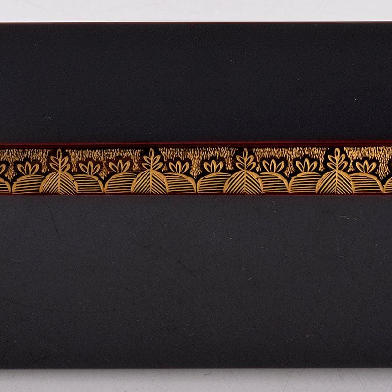 茶道具　輪島塗　前志芸男作　沈金桐模様　炉縁　共箱　V　R8956B