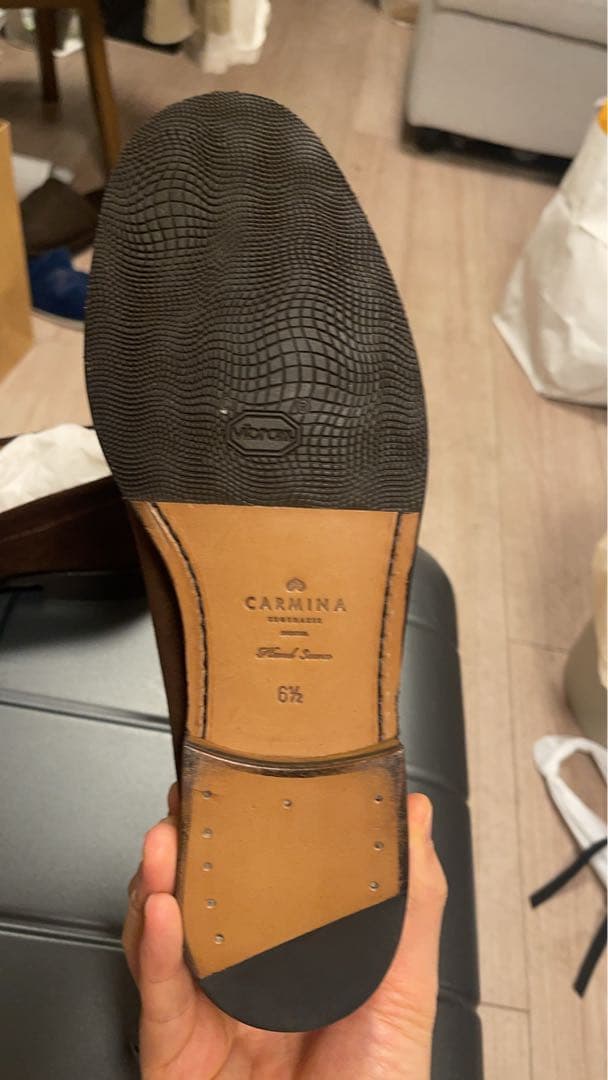 CARMINA ブラウン スエード モカシン 6H