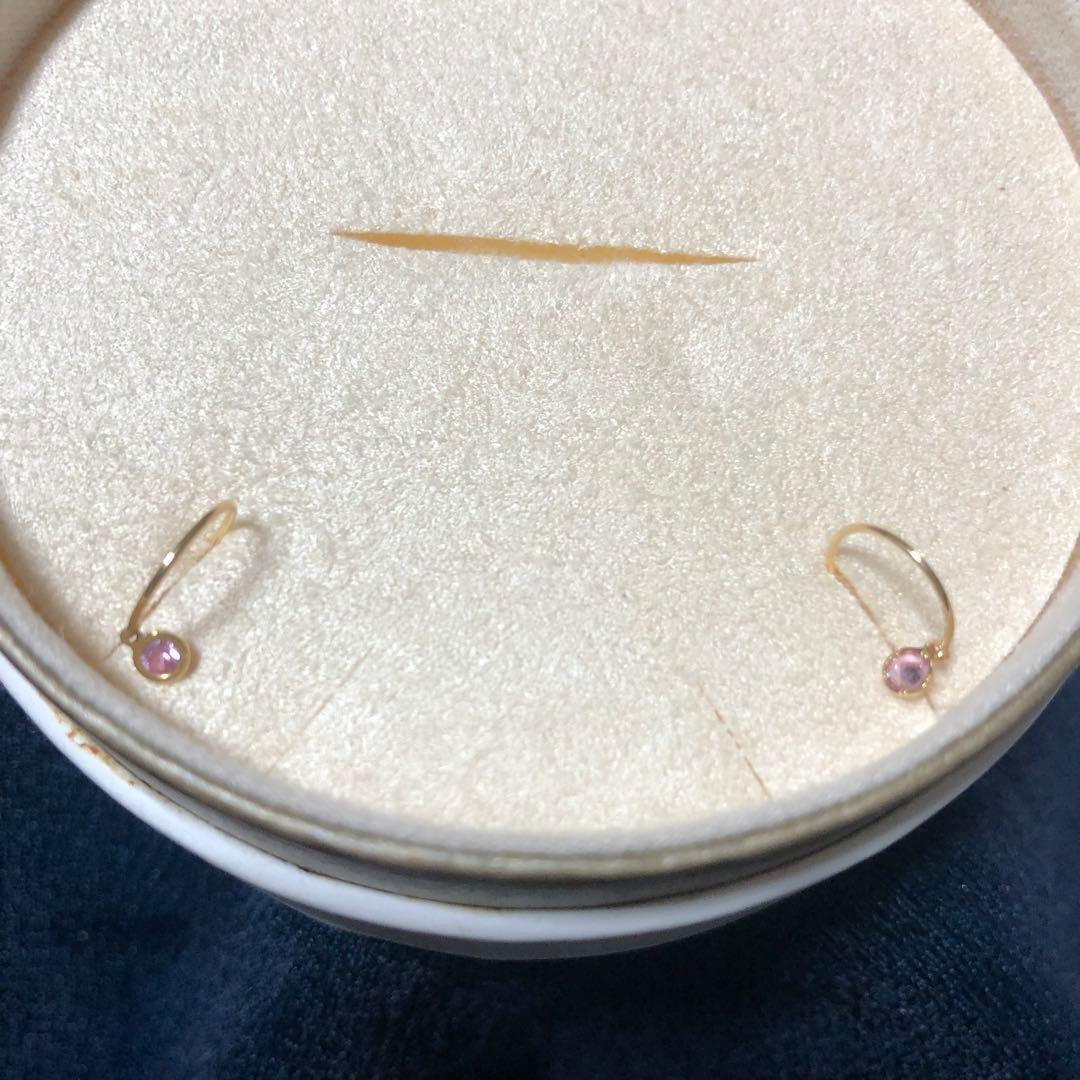 花 AHKAH K18イエローゴールド ピンクサファイアヌーディーピアス