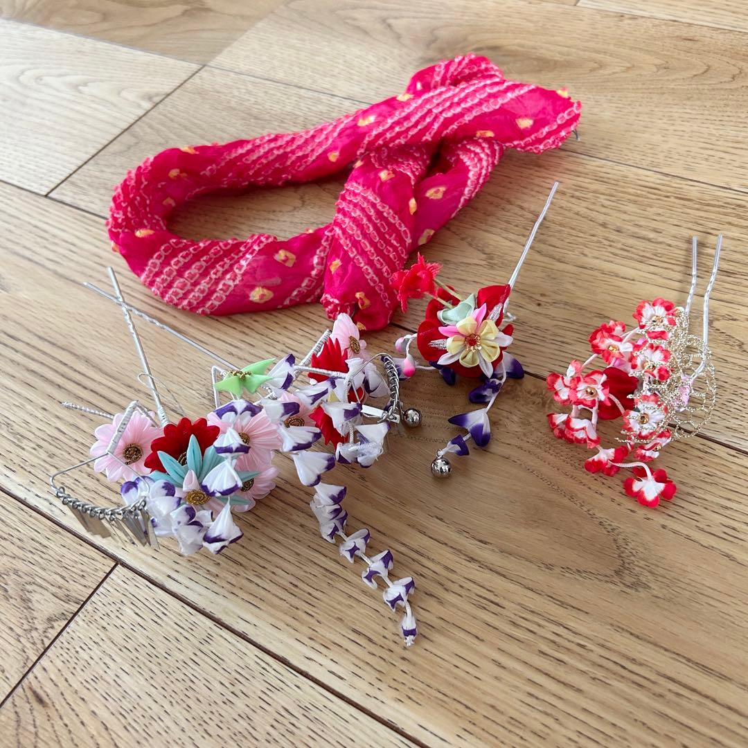 正絹　七五三 女の子7歳着物・帯セット　黒　レトロ　アンティーク