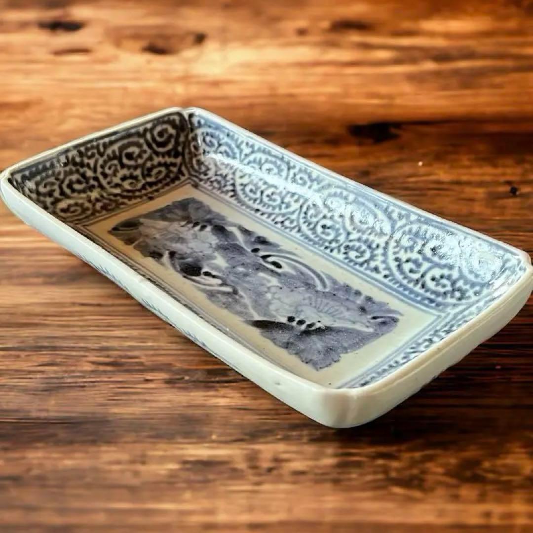 江戸時代／富貴長春／骨董品 アンティーク⭐️たこ唐草 古伊万里 長皿 レトロ