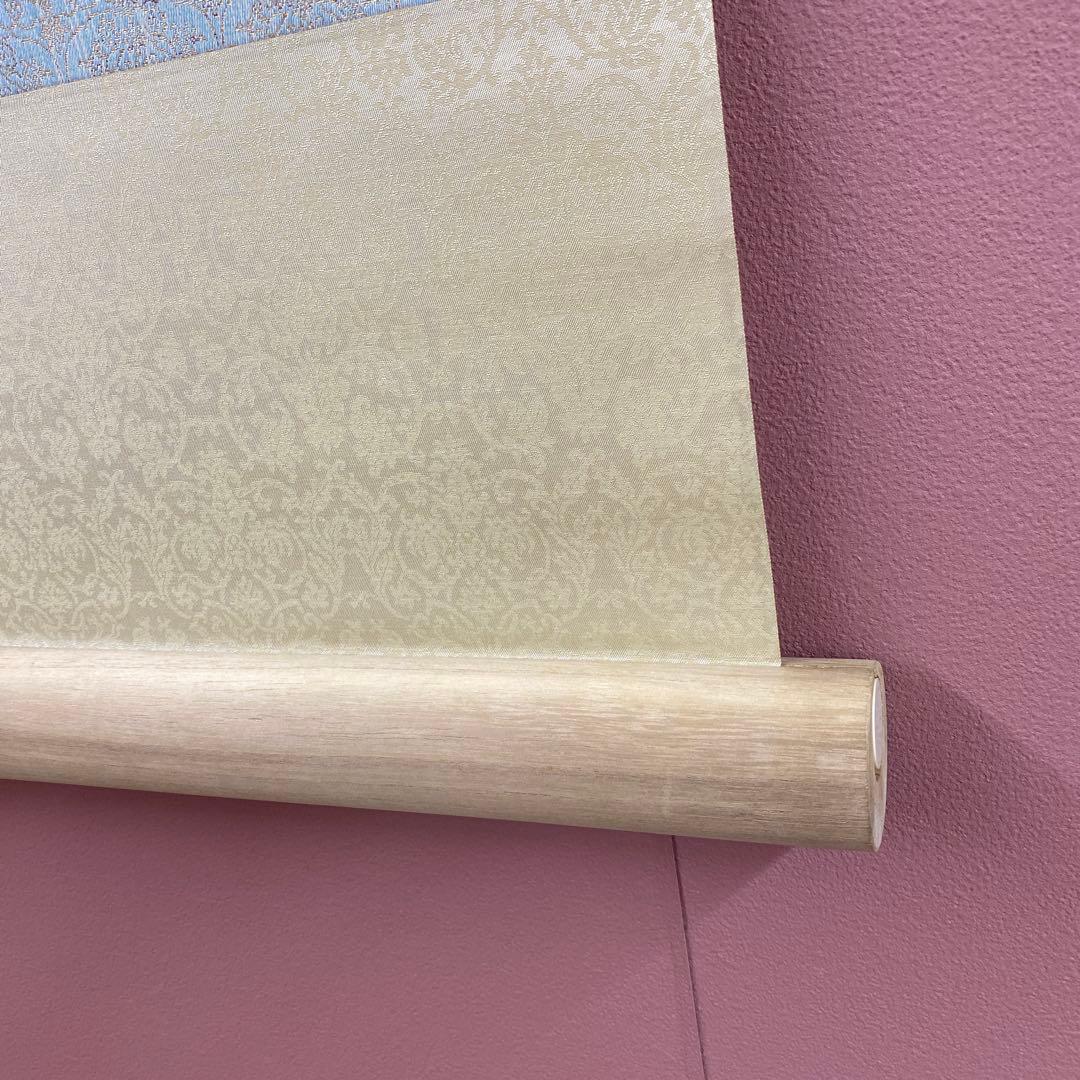 美品 掛け軸 黒光茂樹作「麗春」桜に小禽図 共箱 太巻き付 美術年鑑掲載