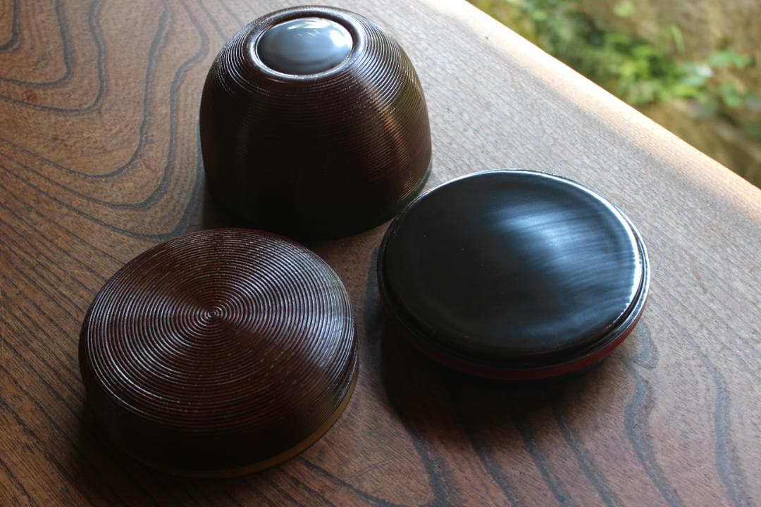 デッドストック！極上千筋糸目に風情ある独楽塗の美しい信玄弁当（検京塗お重弁当箱