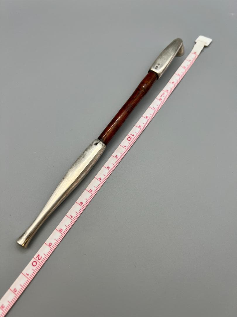 【海】純銀煙管　四角形　キセル　純刻印　銀細工　アンティーク　重量約38g