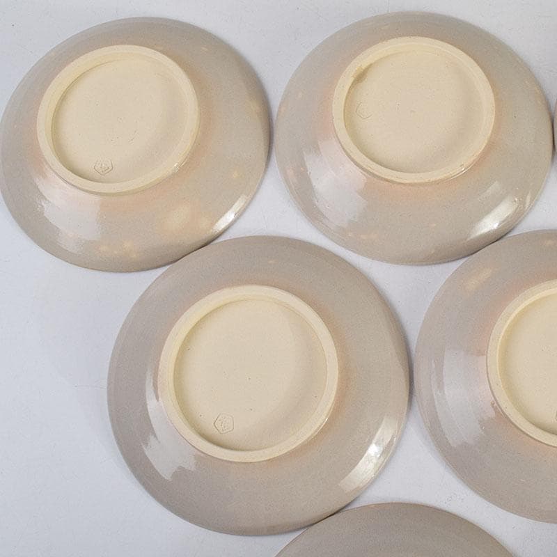 犬山焼　犬山本窯　尾関作十郎造　染付　八十翁　銘々皿　十客　共箱　C　8891D