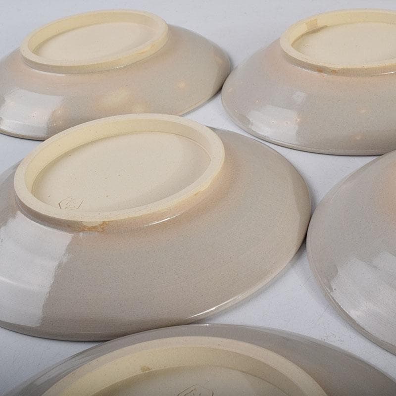 犬山焼　犬山本窯　尾関作十郎造　染付　八十翁　銘々皿　十客　共箱　C　8891D