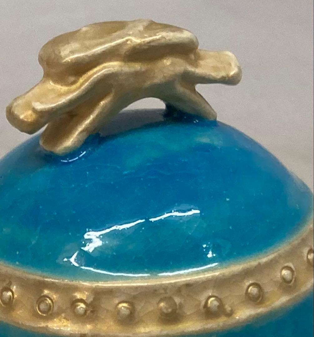 B333b 双竜頭釣鐘 香合　吾唯足知　作者不詳　保存用桐箱付　茶道具　巳年