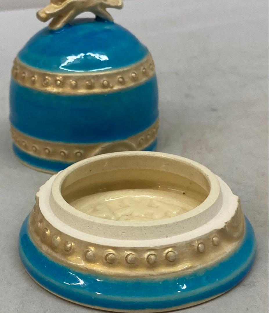 B333b 双竜頭釣鐘 香合　吾唯足知　作者不詳　保存用桐箱付　茶道具　巳年