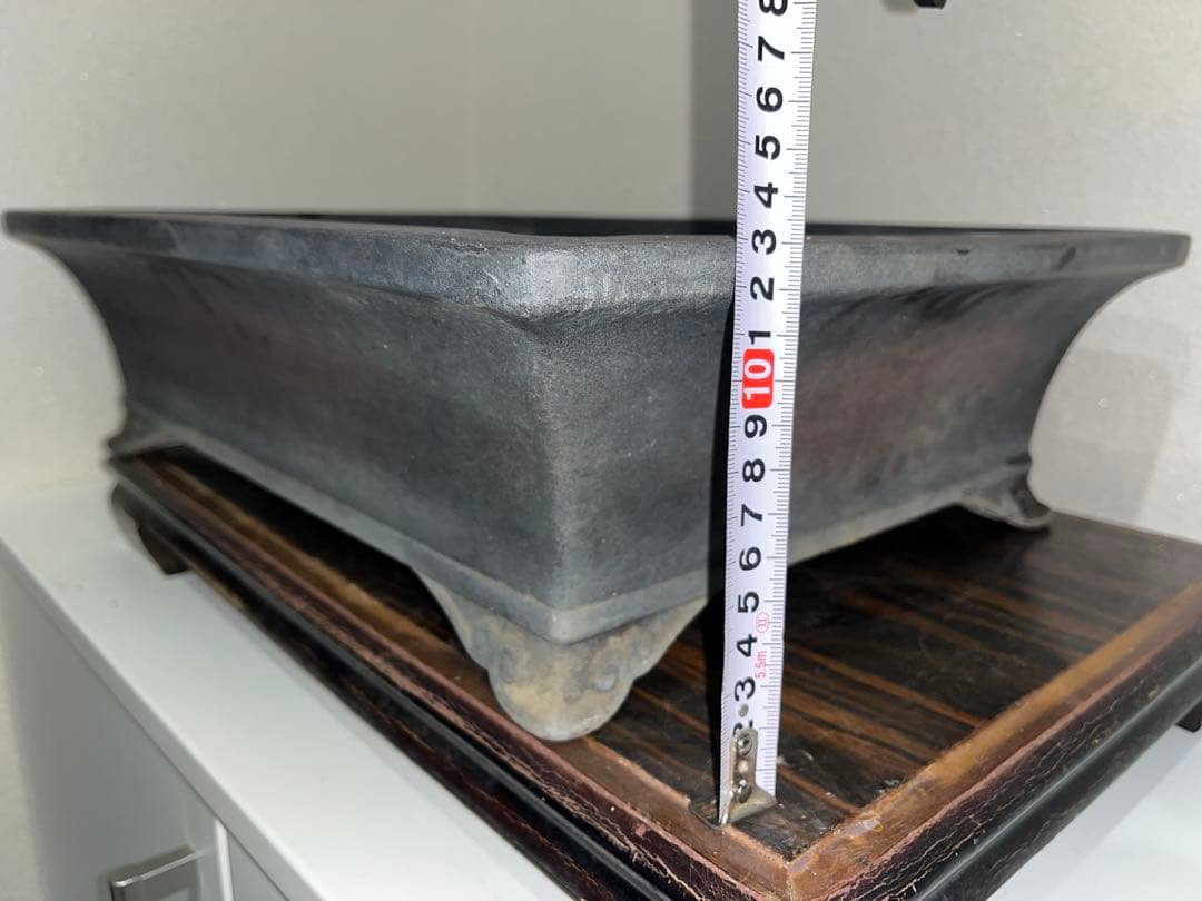 中国古盆器＜中国宜興・烏泥　在落款・泥味抜群　盆栽鉢