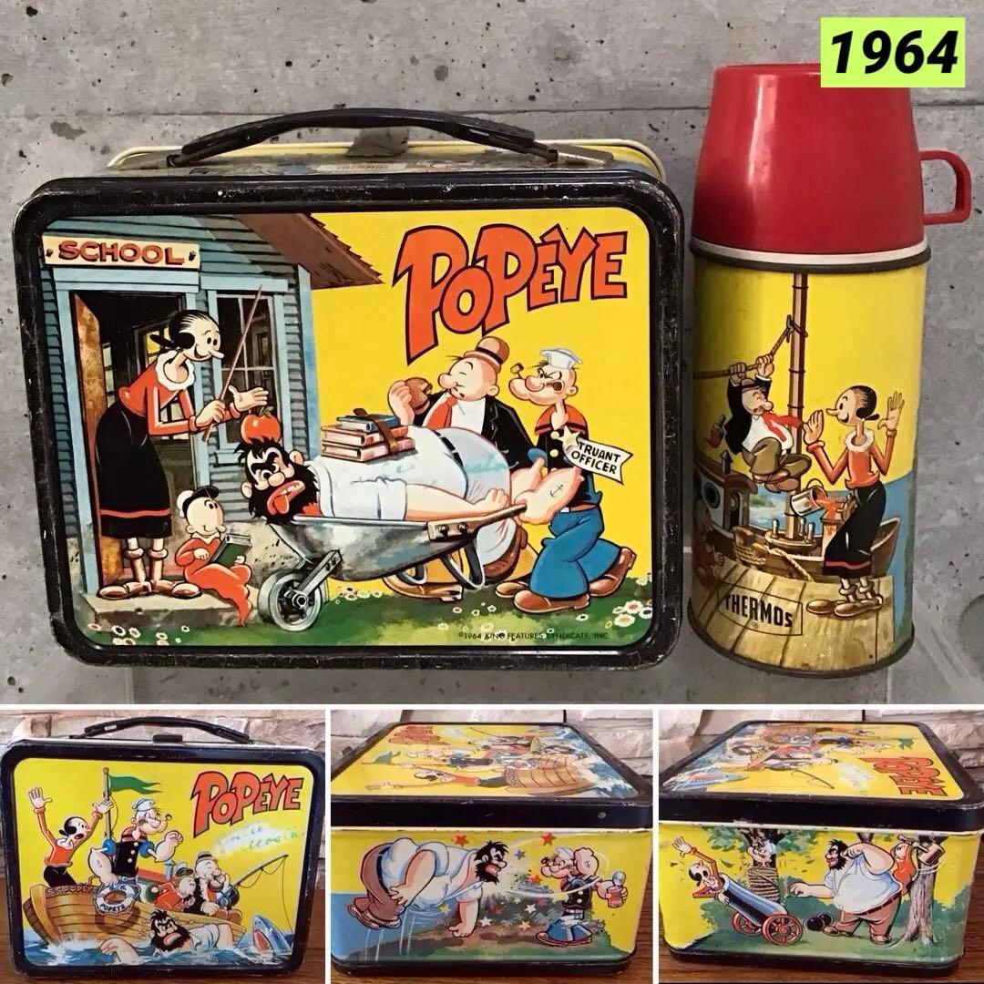 60s ポパイ POPEYE ブリキランチボックス 水筒付き ビンテージ