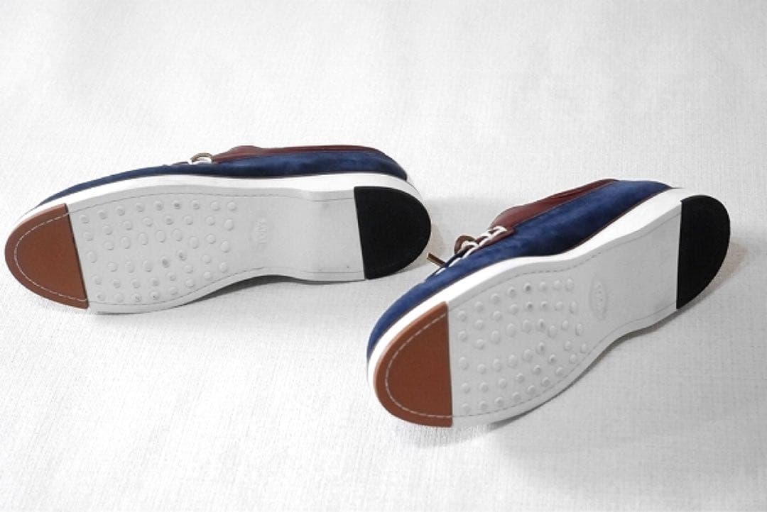 TOD'S デッキシューズ 27cm 紺×白×ボルドー イタリア製