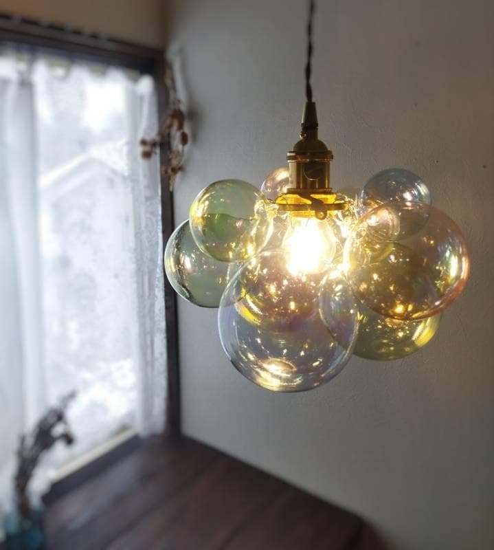 ぬん♡♡　灯具黒PPオーロラの色加工バブルランプ参考画像