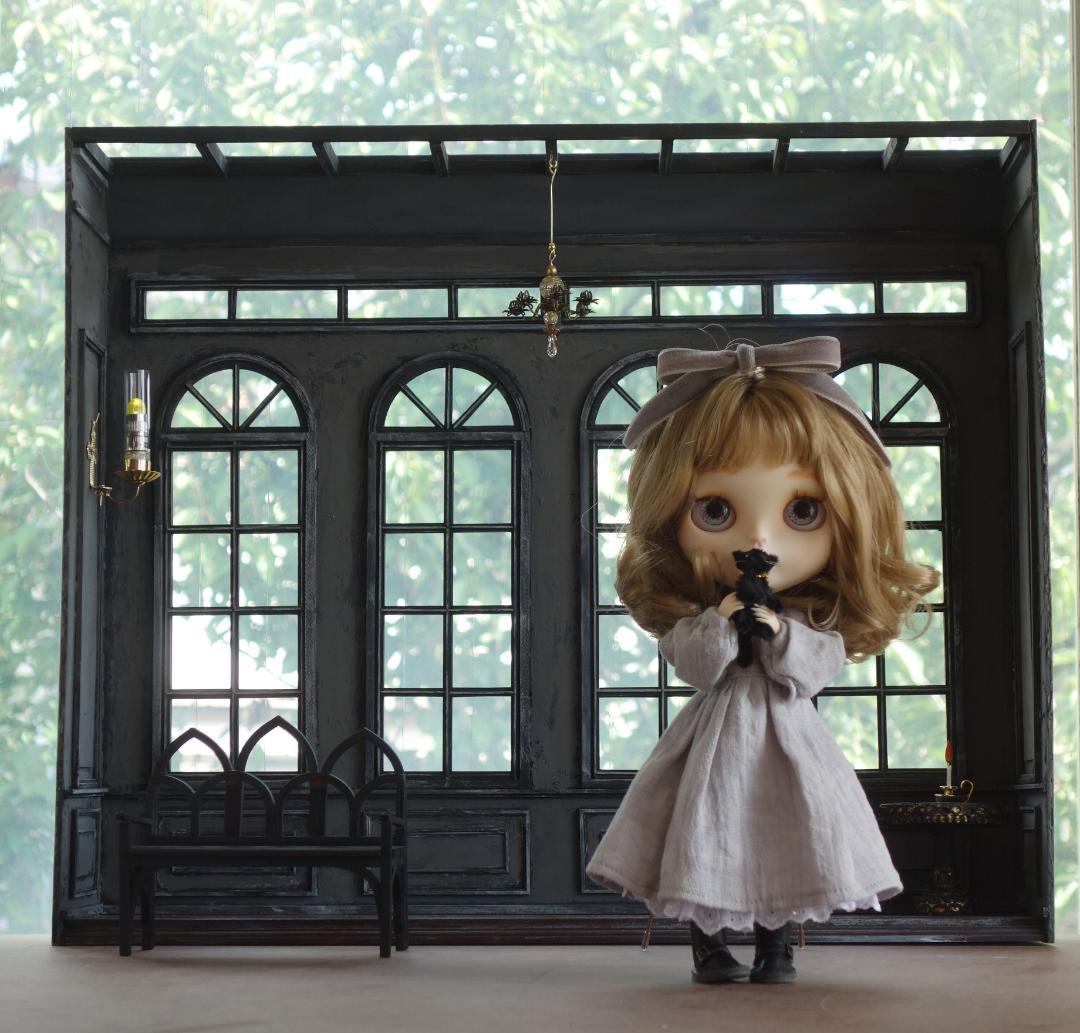 背景ボード　木製ドールハウスNo.3　ゴシック