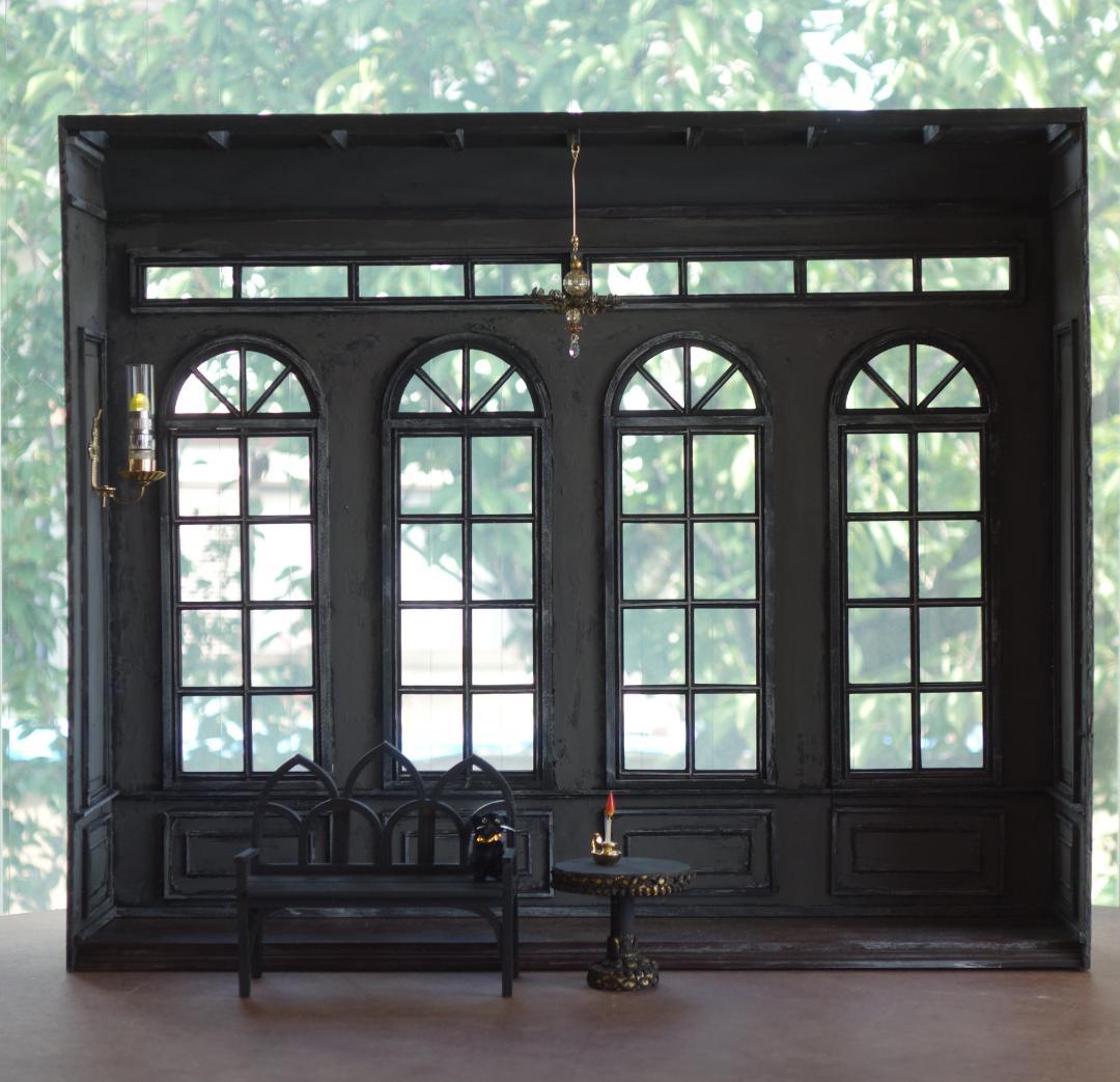 背景ボード　木製ドールハウスNo.3　ゴシック