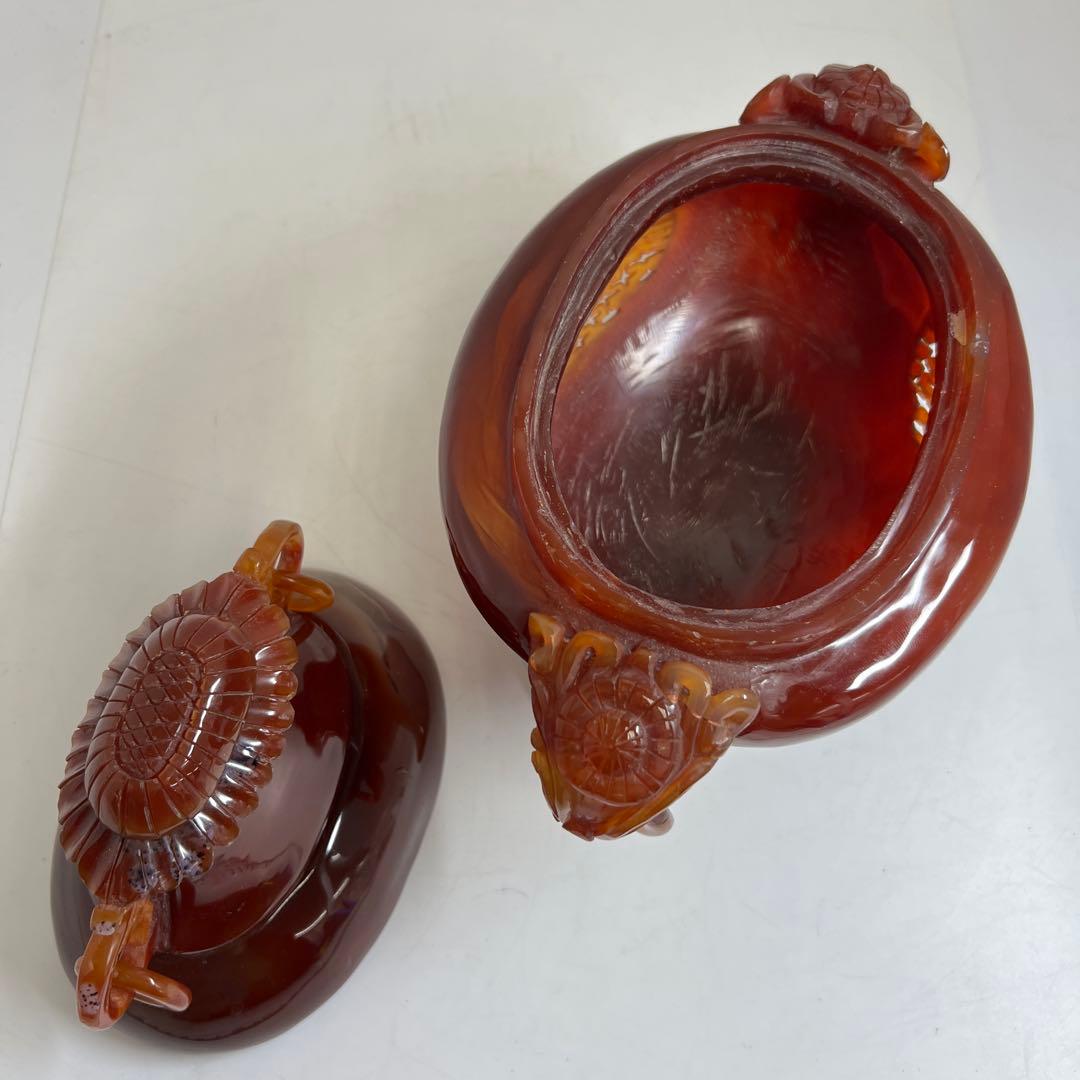 中国美術　本黄瑪瑙　香炉　1796g トヒサ　東な8-0121☆2F