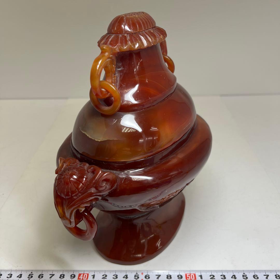 中国美術　本黄瑪瑙　香炉　1796g トヒサ　東な8-0121☆2F