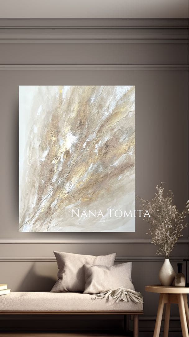 大きめ/金/茶色/絵画/アート/抽象画/ニュアンス/モダン/ホテル/内装/海外