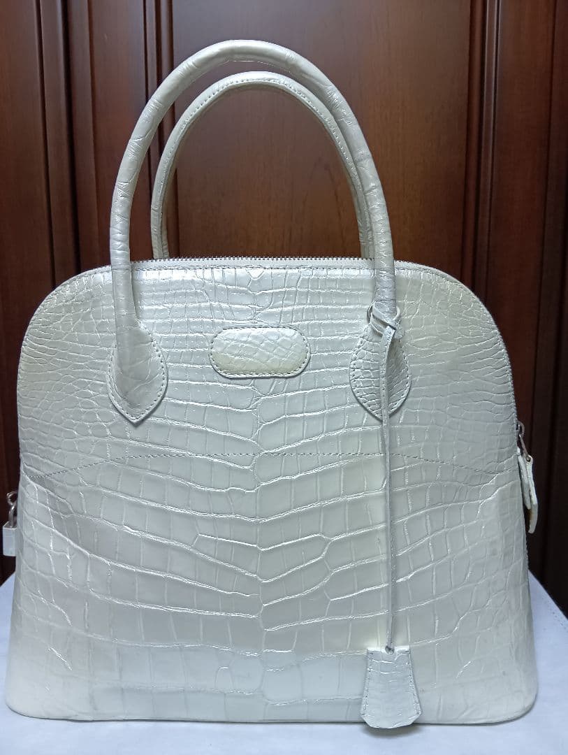 JRAクロコダイルJRAハンドバッグ パールホワイト