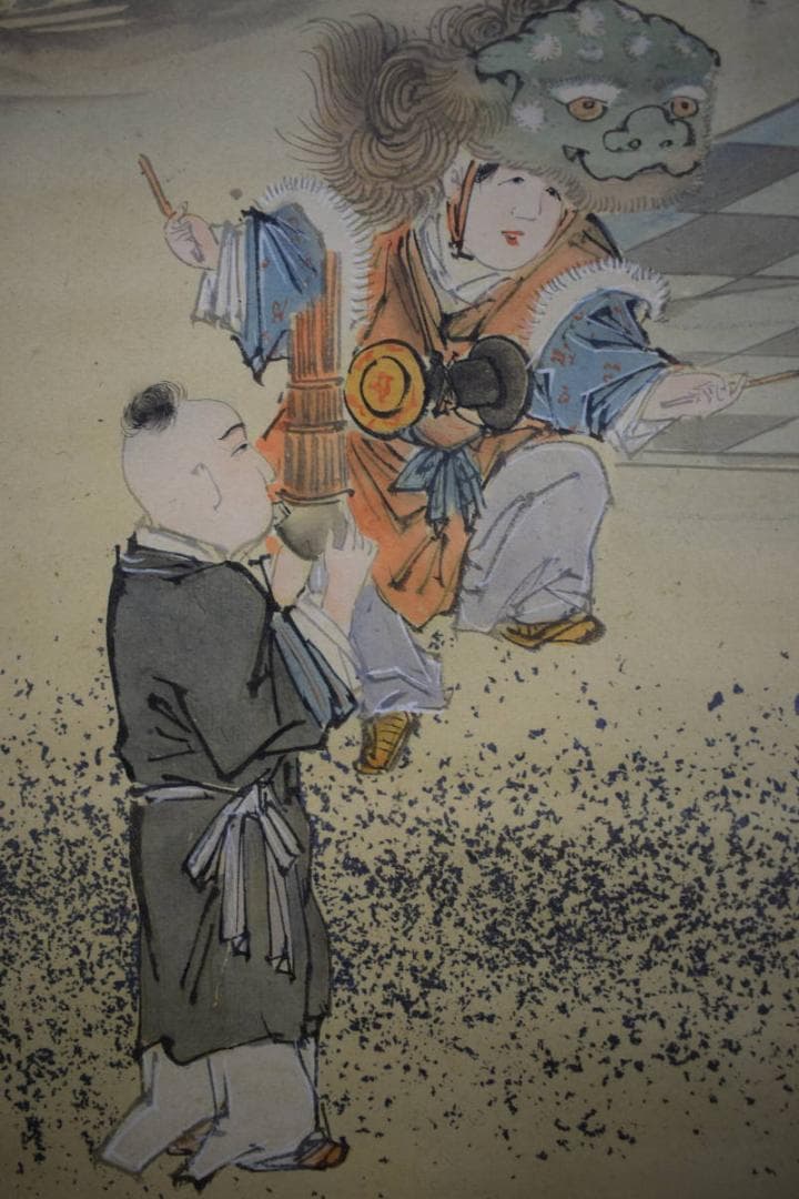 模写/円山応挙/圓山應擧/人物図/布袋屋掛軸HJ-298