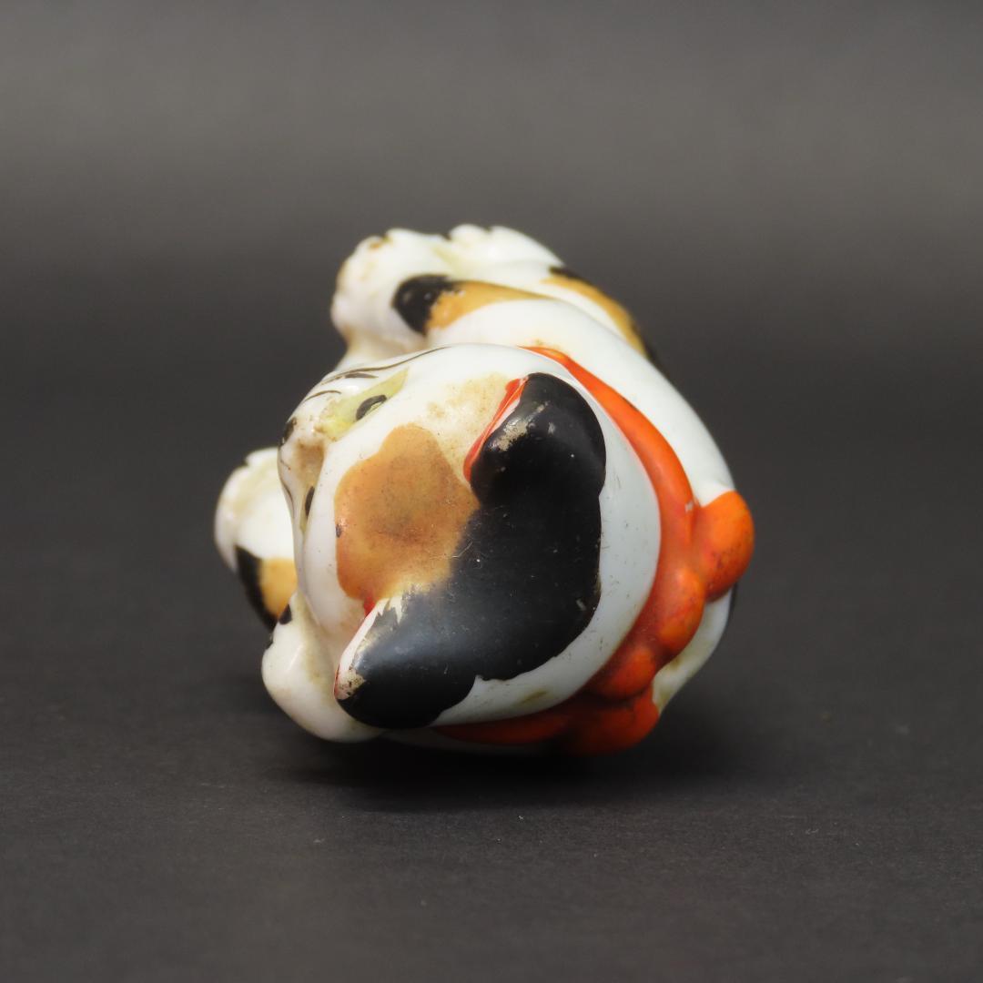 ⭕402 時代物 磁器人形 招き猫2体 高さ7.8cm/福を呼び込むネコ