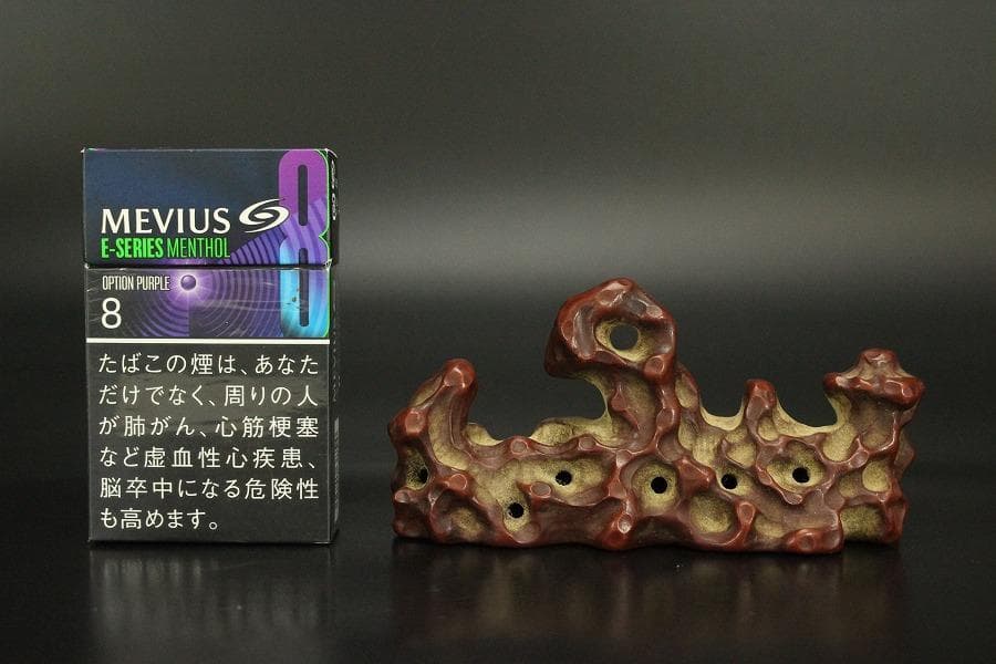 中国美術 朱泥 庭岩形 筆架 文房四宝 在印(HA520)