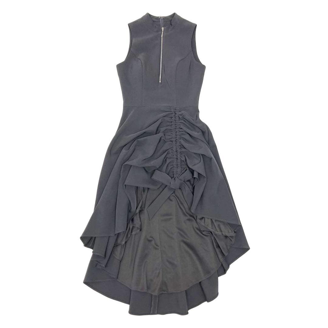 Andy アンディ テールカット プチハイネック ギャザリング ミディアムドレス