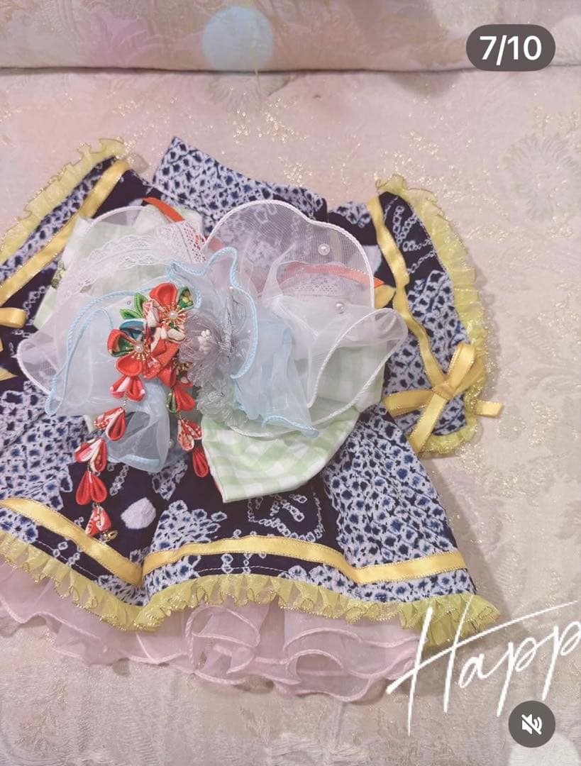 F3.pon2pan2☆現品犬浴衣☆犬浴衣☆犬有松絞り浴衣