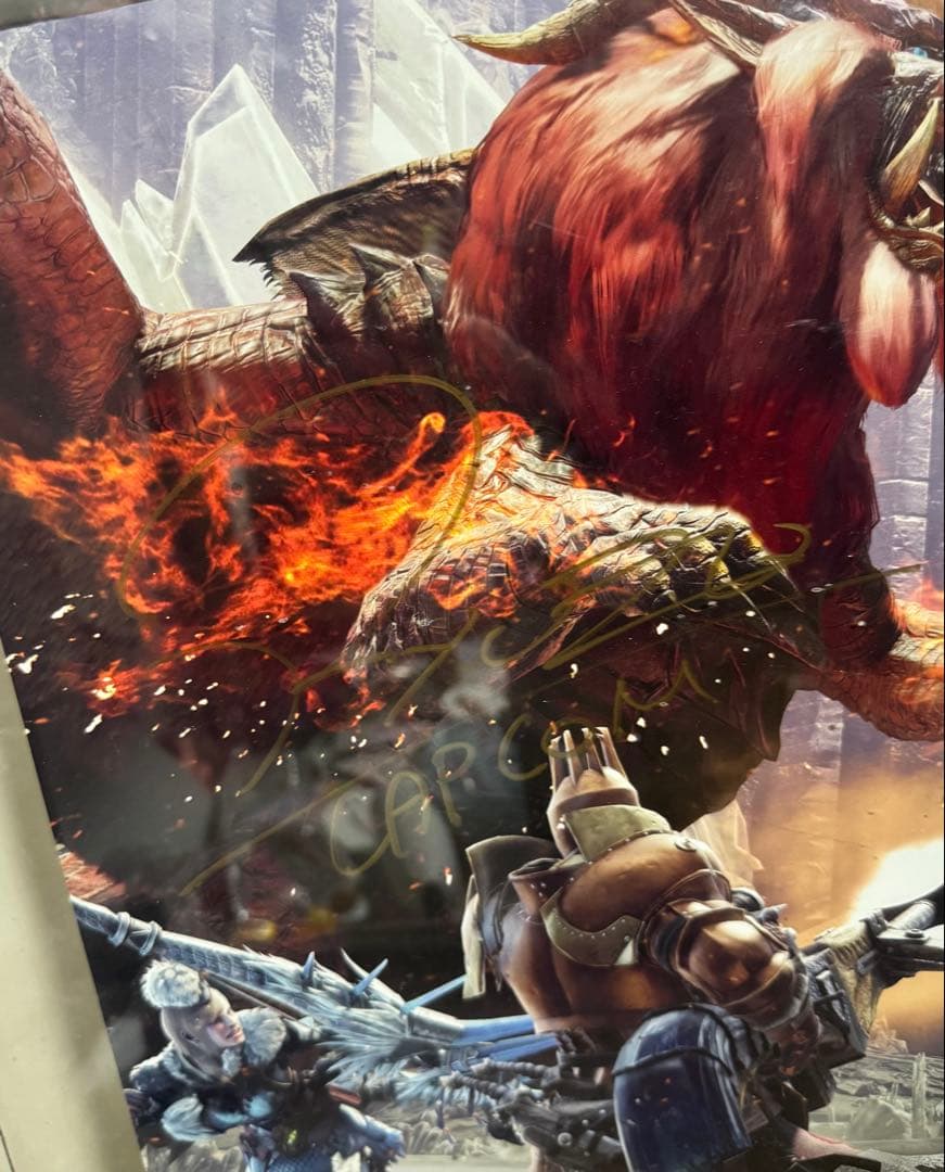 【非売品】モンスターハンターワールド 開発者3人のサイン付きポスター