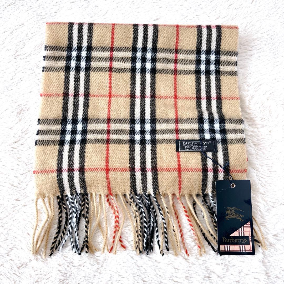 未使用✨バーバリー Burberry マフラー ノバチェック ラムウール100