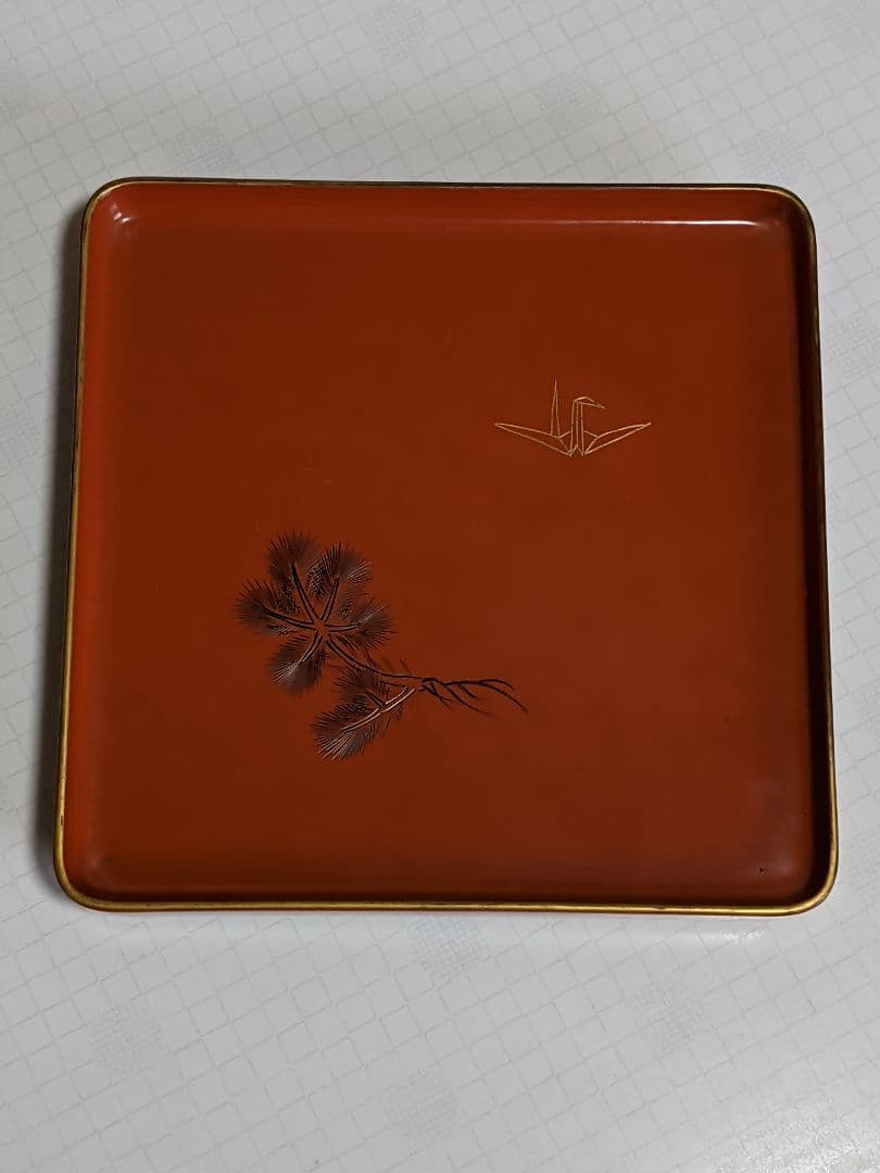 「折鶴＆松」朱漆小膳 20客 アンティーク