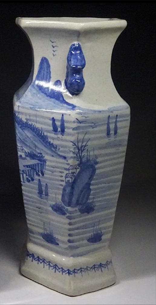 中国古玩 青花 染付 花瓶 乾隆元年製 時代物 唐物 t99147-2