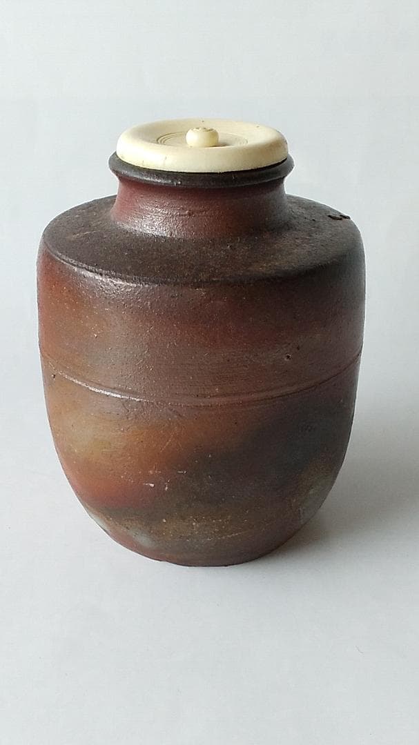 備前焼 竹内靖之 作 備前茶入 仕覆 国司間道 茶道具 共箱 栞 茶入 新品