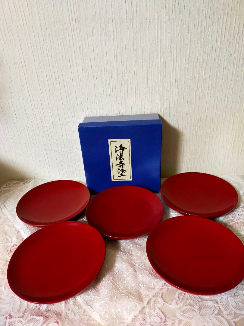 浄法寺塗銘々皿　銀朱　5寸