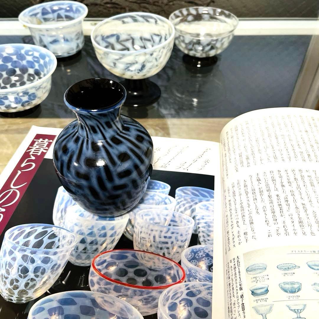 骨董　時代ガラス　乳白色暈し　希少　籠目紋　臙脂色ガラス　小壷　花器