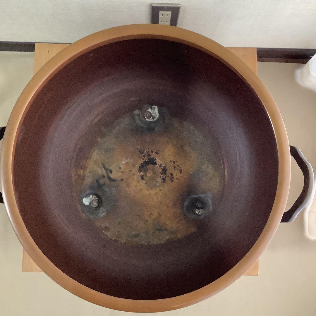 大型宣徳火鉢　台座付