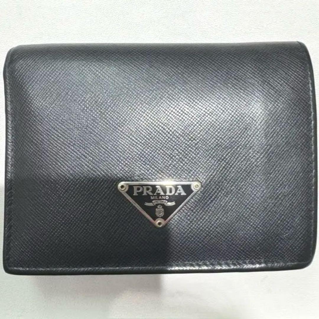 PRADA 二つ折り財布 ブラック サフィアーノ