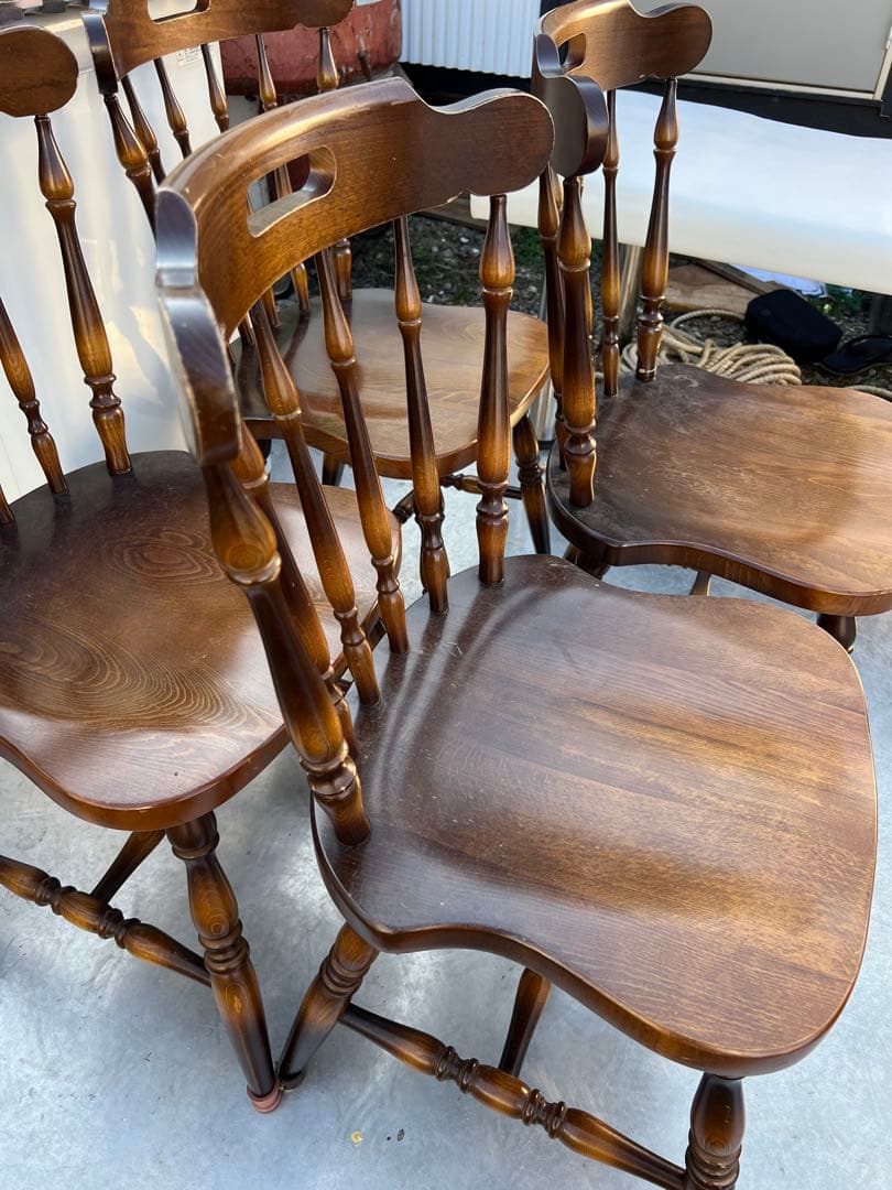 飛騨産業 ダイニングチェア 4脚セット ダークブラウン アンティーク調