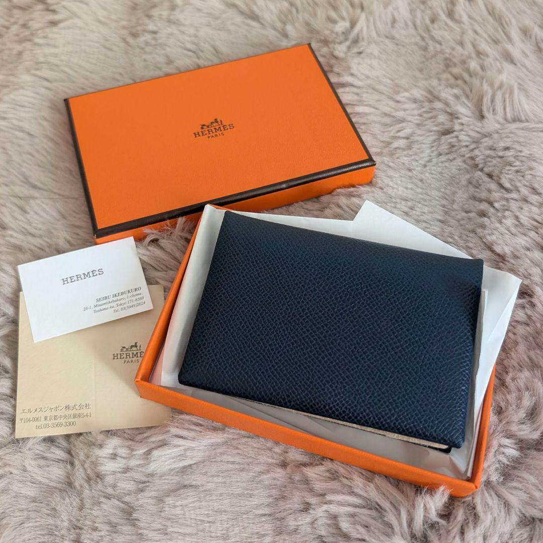 美品 エルメス カルヴィ デュオ エプソン ネイビー2024年製