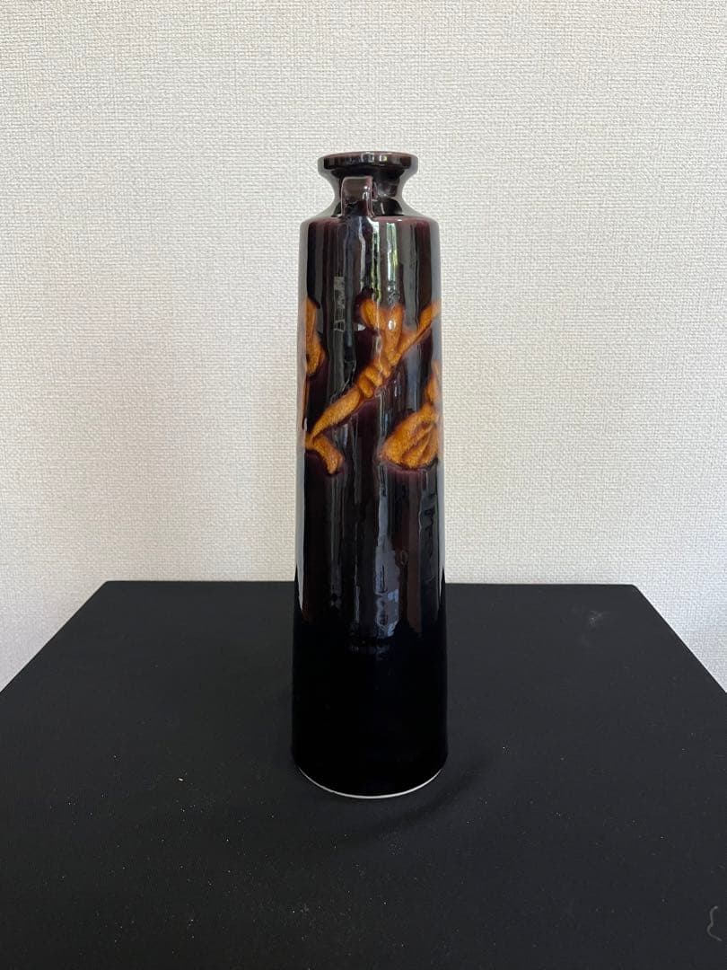 2代目 徳田八十吉  深厚燿変 耳付き 華生 T124 共箱 陶歴付