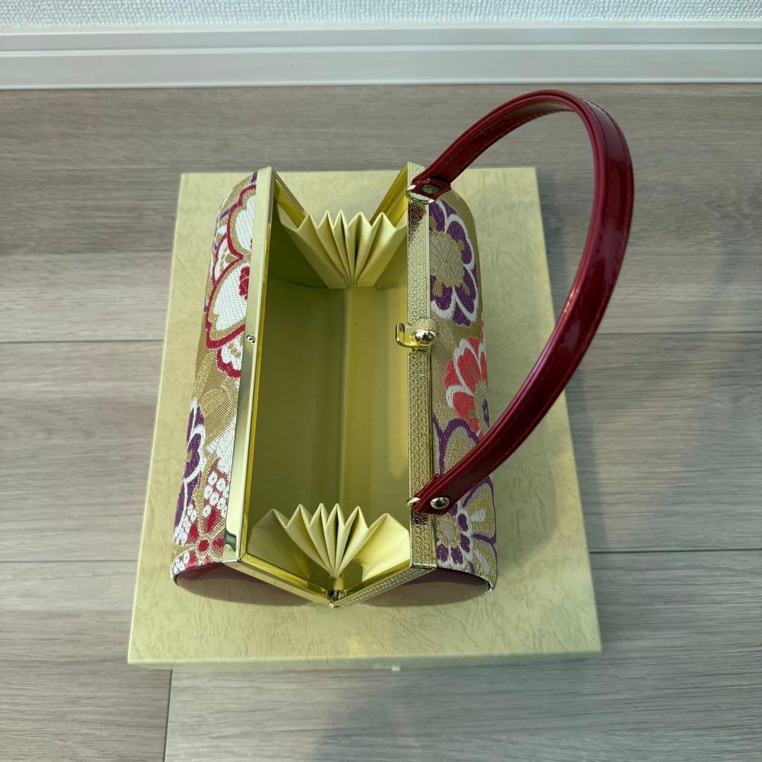 草履バッグセット 振袖 フォーマル 帯地 赤 金 桜 フリーサイズ