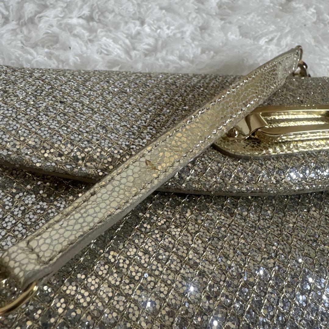 JIMMY CHOO シルバー ゴールド　パーティーバッグ　2way ラメ