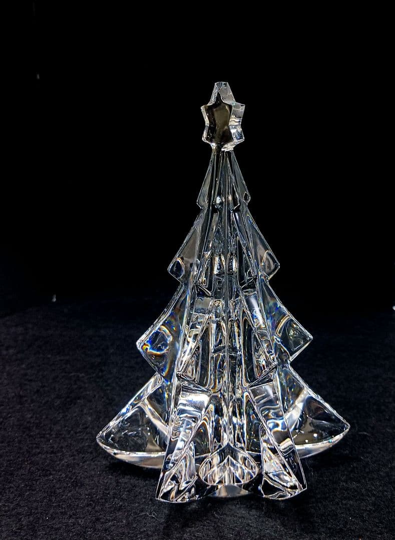 Y2799-2 バカラ クリスマスオーナメント ツリー 置物 高さ13.5㎝