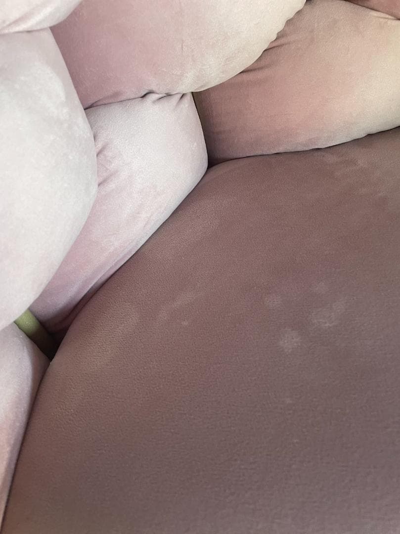 ピンクのベルベットチェア 訳あり品　写真をご確認SF02-②