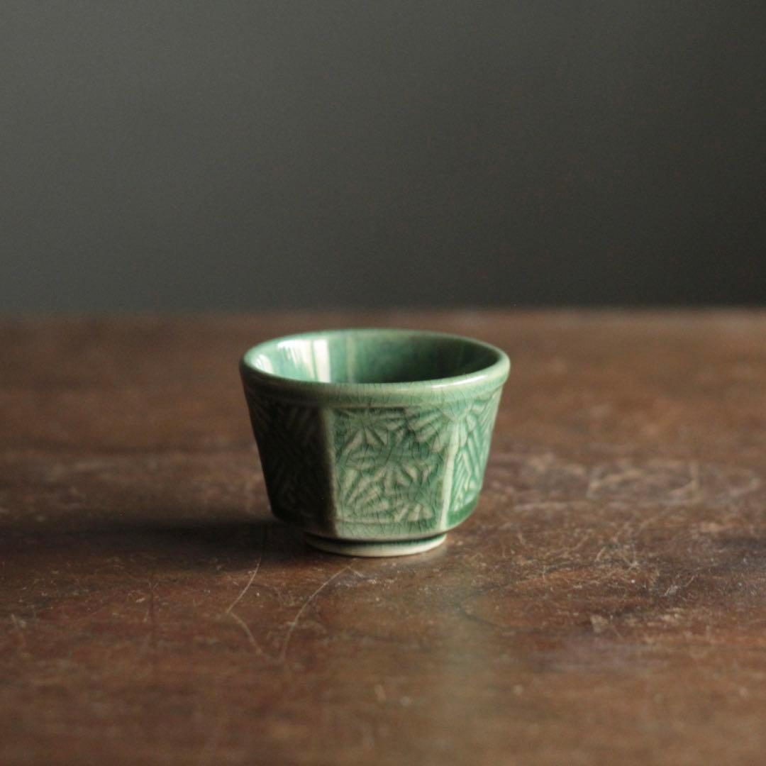 珉平焼 面取 盃 ぐい呑み 酒器 No.3 古道具 アンティーク