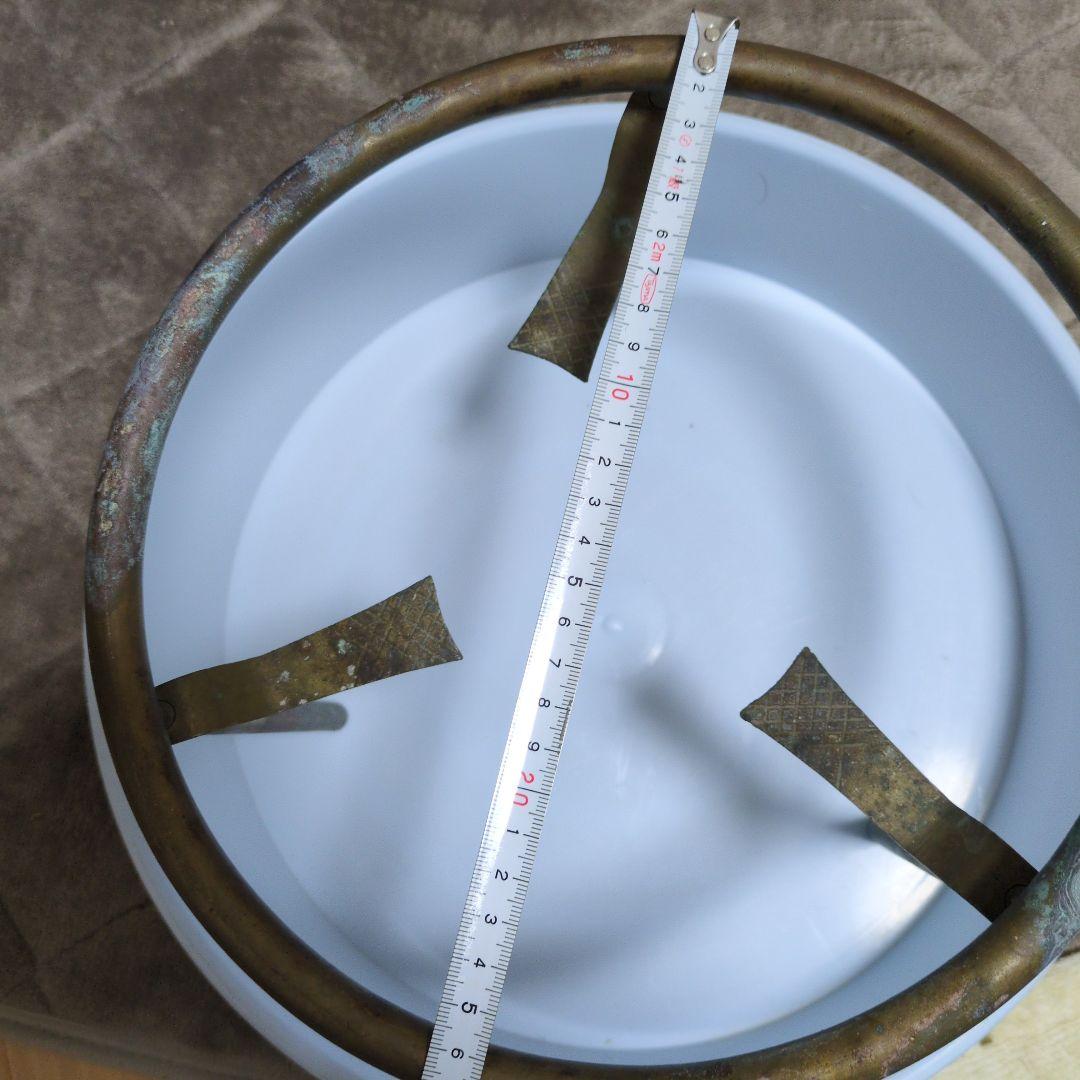 青紫色の火鉢 約38cm 五徳、火箸付き(昭和レトロ)