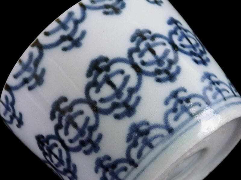 古伊万里　染付　瓔珞紋の図　蕎麦猪口　E695AS-CUo
